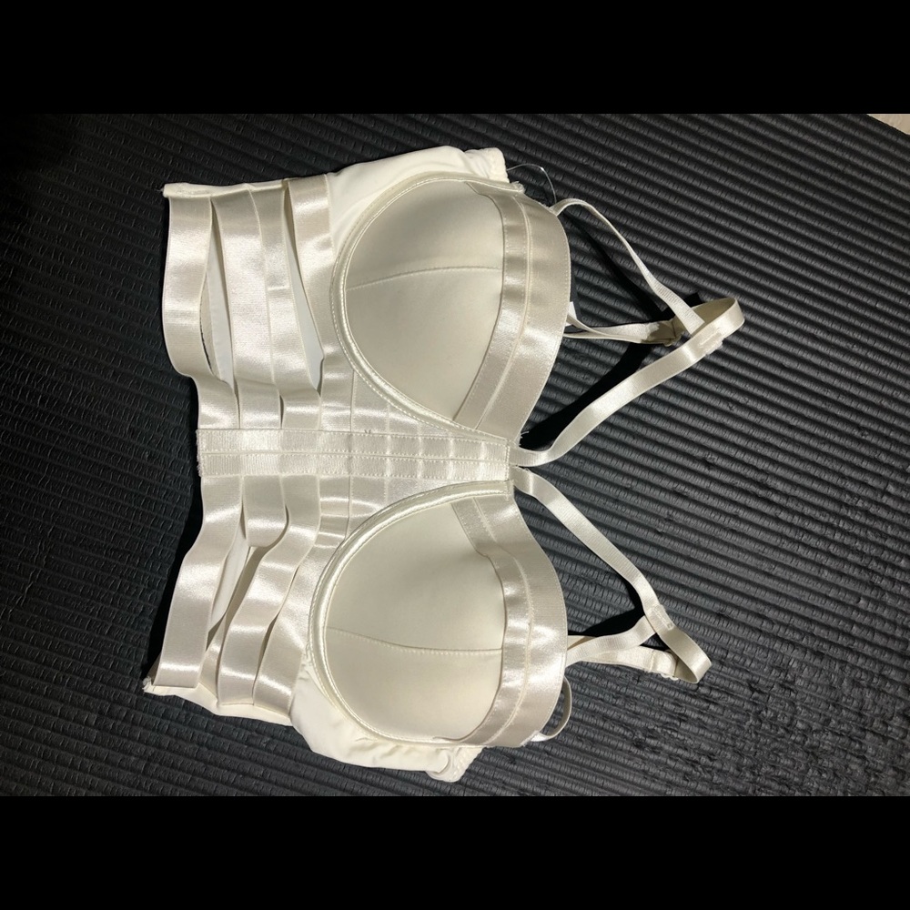 White bustier crop top